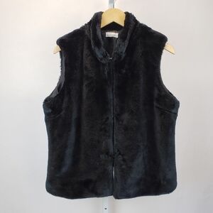 Vintage black faux fur vest size small